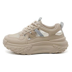 Damen Hochwertige Sport Sneakers mit atmungsaktiven Mesh-Einsätzen in Khaki