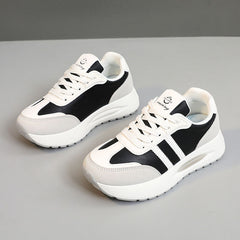 Damen Sportliche Chunky Sneakers mit gepolsterter Dämpfung und atmungsaktiver Konstruktion in Schwarz