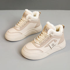 Damen Hohe Winter Sneakers mit weichem Fleece-Futter und rutschfester Sohle in Khaki