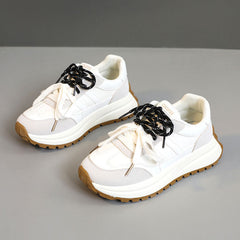 Damen Sportliche Plateau Sneakers mit atmungsaktivem Obermaterial in Beige