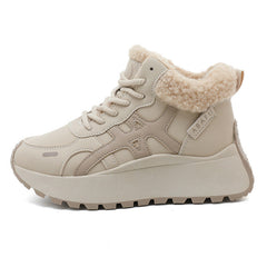 Damen Sneakers mit warmem Fleece-Futter und dämpfender Laufsohle in Khaki