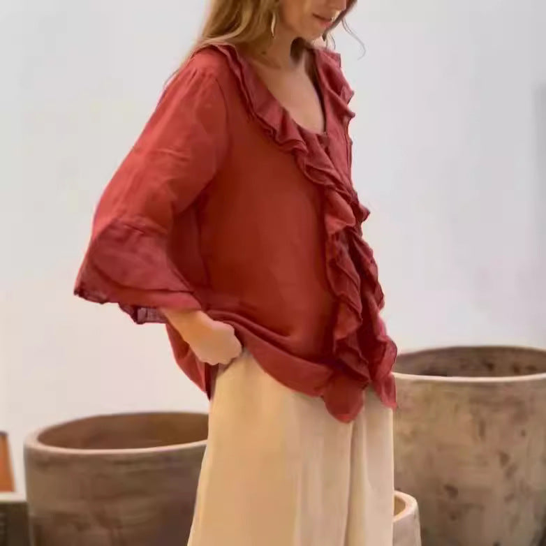 Delphine®️™ - elegante Rüschenbluse
