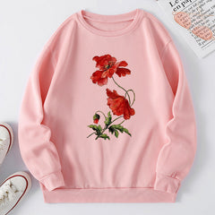 Damen Sweatshirt mit floralem Design und bequemer Passform in Rosa