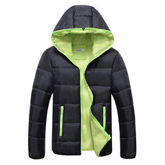Mila | Wattierte Kapuzen Steppjacke in Schwarz+Grün