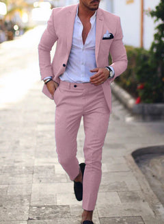 Herren Sommer 2-Teiliger Hochzeitsgast Anzug | Blazer und Hose in Rosa 1