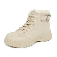 Damen Winterliche High-Top Sneaker mit weichem Fleece-Futter in Khaki