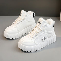 Damen Sportliche High-Top Sneakers mit gefüttertem Innenfutter und rutschfester Laufsohle in Beige
