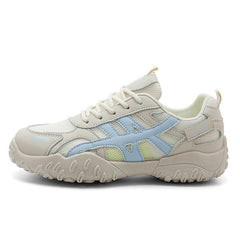 Damen Sportliche Sneaker mit atmungsaktivem Netzmaterial und dämpfender Laufsohle in Beige