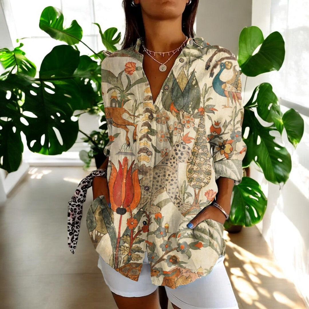 Yvonne®️™ | Vintage-Bluse mit Blumendruck