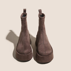 Damen Ankle Boots aus luxuriösem Wildleder mit bequemer leichtgewichtiger Sohle in Khaki