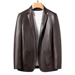 Enzo | Herren Öko-Leder Blazer in Kaffee