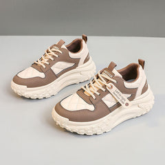 Damen Sportliche Chunky Sneakers mit gepolsterter Laufsohle in Khaki