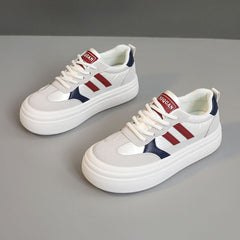 Damen Sneakers mit modischem Plateausohlen-Design und atmungsaktiver Oberfläche in Creme