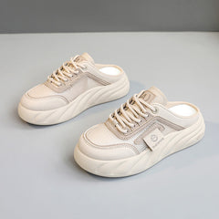 Damen Sneaker Mules mit atmungsaktiven Mesh-Obermaterial und bequemer Dämpfung in Khaki
