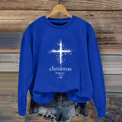 Damen Sweatshirt mit christlichem Motiv und weichem Innenfutter in Königsblau