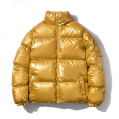 Greta | Gefütterte Thermo Steppjacke in Gold mit Stehkragen