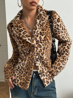 Damen elegante Leopardenmuster Blazerjacke in Gepunktet