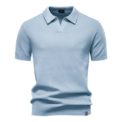 Ulrich – Strukturiertes Polo-Shirt in Hellblau