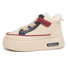 Damen Winterliche High-Top Sneakers mit bequemer Fleece-Wärmepolsterung und sportlichem Design in Rotblau