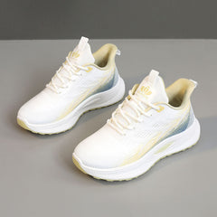 Damen Sportliche Lauf-Sneaker mit atmungsaktivem Mesh-Obermaterial und dämpfender Laufsohle in Gelb