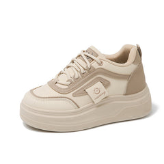 Damen modische Plateau-Sneaker mit sportlicher Dämpfungstechnologie in Khaki