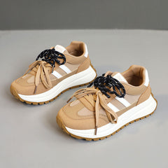 Damen Sportliche Plateau Sneakers mit atmungsaktivem Obermaterial in Braun