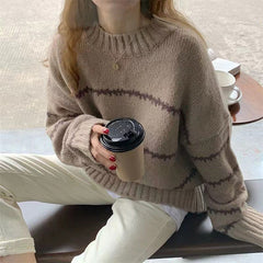Amelie | Moderner Damen-Strickpullover cozy & stylisch in Braun