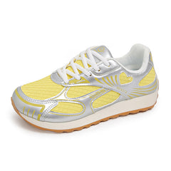 Damen Sportliche Sneakers mit atmungsaktivem Netzoberteil und flexibler Laufsohle in Gelb
