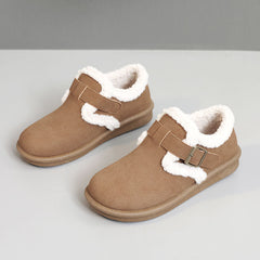Damen Hausschuhe mit warmem Fleece-Futter und verstellbarem Riemen in Kastanienbraun