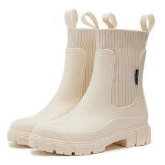 VALERIE | Klassische wasserdichte Chelsea-Stiefeletten in Weiß