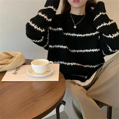 Amelie | Moderner Damen-Strickpullover cozy & stylisch in Schwarz