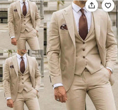 Herrenanzug Slim Fit für Hochzeitsgäste | 3-teilig in Champagner