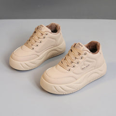 Damen Sportliche Sneakers mit flauschigem Innenfutter in Khaki
