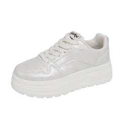 Damen Modische Chunky Sneakers mit elegantem Obermaterial und dämpfender Sohle in Beige