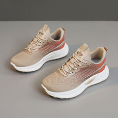 Damen Sportliche Freizeitsneaker mit atmungsaktivem Mesh-Obermaterial und dämpfender Sohle in Khaki