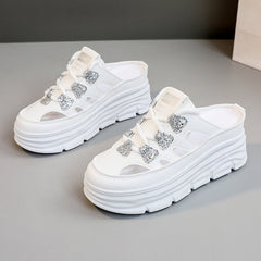 Damen Chunky Slip-On Sneakers mit funkelnden Akzenten und bequemer Dämpfung in Weiß