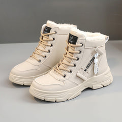 Damen High-Top Sneakers mit warmem Fleece-Innenfutter und rutschfester Sohle in Khaki