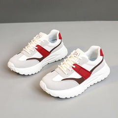 Damen Sportliche Chunky Sneakers mit atmungsaktivem Obermaterial und dämpfender Laufsohle in Rot