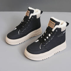 Damen High-Top Sneakers mit warmem Fleece-Futter und rutschfester Laufsohle in Schwarz