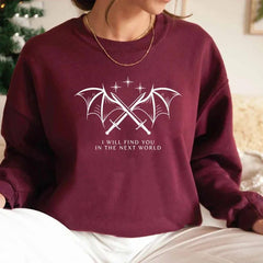 Damen Sweatshirt mit künstlerischem Grafikdesign und inspirierendem Schriftzug in Burgunderrot