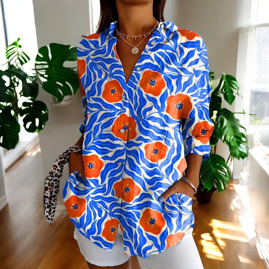 Yvonne®️™ | Vintage-Bluse mit Blumendruck