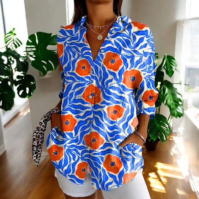 Yvonne®️™ | Vintage-Bluse mit Blumendruck