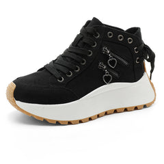 Damen High-Top Sneakers mit modischen Reißverschlussdetails und dämpfender Laufsohle in Schwarz