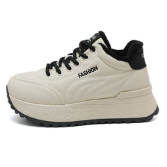 Damen Komfortable Plateau-Sneaker mit warmem Innenfutter in Dunkelbraun