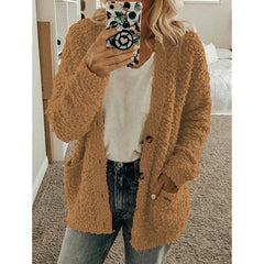 Teddy Damen Fleecejacke Mit Kapuze | Flauschiger Wintermantel in Braun