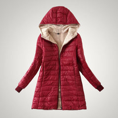 Ute | Damen Winter Fleece Gefütterte Daunenjacke in Rot