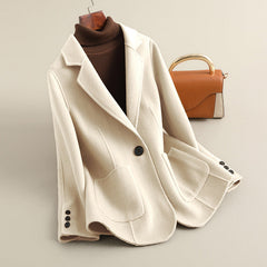 Rennly Wool Blazer Jacket in Beige