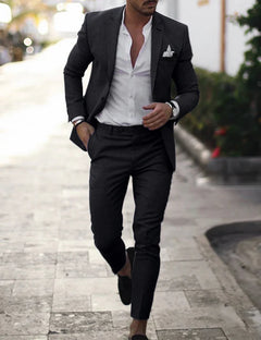 Herren Sommer 2-Teiliger Hochzeitsgast Anzug | Blazer und Hose in Schwarz