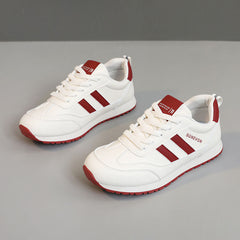Damen Sportschuhe mit atmungsaktivem Obermaterial und rutschfester Laufsohle in Weiß-Rot