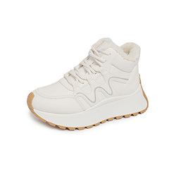 Damen High-Top Sneakers mit samtigem Innenfutter und rutschfester Sohle in Beige